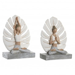 Decorative Figure DKD Home Decor Grey White Resin Yoga Modern (16 x 7,5 x 21 cm) (2 Units)