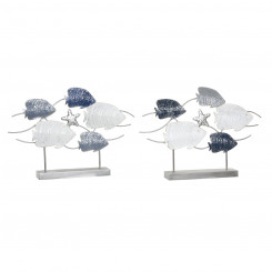 Decorative Figure DKD Home Decor Grey Blue Metal White Spirals (63 x 9 x 44 cm) (2 Units)