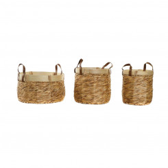 Basket set DKD Home Decor Bamboo Tropical Rushes (3 Pieces) (40 x 40 x 24 cm)