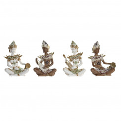 Decorative Figure DKD Home Decor 18 x 12 x 27,5 cm Brown Buddha White Oriental (4 Pieces)