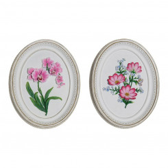 Decorative Figure DKD Home Decor 17 x 2,5 x 21,6 cm Pink White Flowers (2 Units)
