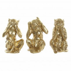 Decorative Figure DKD Home Decor 13 x 11 x 19,5 cm Golden Resin Colonial Monkey (3 Pieces)