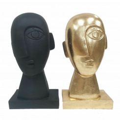 Decorative Figure DKD Home Decor Face 14,5 x 10,5 x 27,5 cm Black Golden (2 Units)