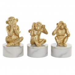 Decorative Figure DKD Home Decor 10,5 x 10,5 x 18,5 cm Golden White Tropical Monkeys (3 Pieces)