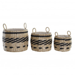 Basket set DKD Home Decor Polyester Colonial Fibre (30 x 30 x 25 cm)