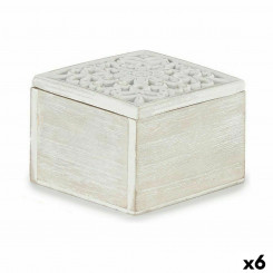 Dekoratiivkarp valge puit 11,5 x 8 x 11,5 cm (6 ühikut)