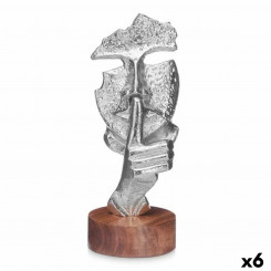 Dekoratiivne Figuuri Nägu Hõbedane Puit Metall 12 x 29 x 11 cm