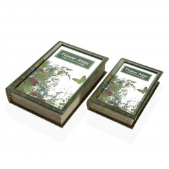 Декоративная шкатулка Versa Flower Atlas Book Холст Зеркало МДФ Дерево 7 x 30 x 21 см