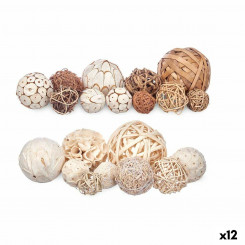 Set of Decorative Balls Valge Pruun (12 Ühikut)