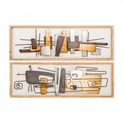 Seinakaunistus DKD Home Decor 120 x 40 x 5,5 cm Abstraktne Naturaalne Kuldne Mitmevärviline Kaasaegne (2 Ühikut)