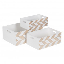 Set of decorative boxes White Natural Paulownia wood 44 x 31 x 18 cm (3 Pieces, parts)