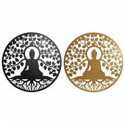 Настенное украшение Home ESPRIT Black Golden Buddha Oriental 100 x 1 x 100 см (2 шт.)