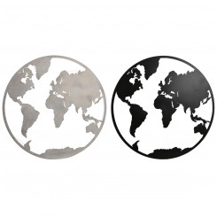 Настенное оформление Home ESPRIT Белый Черный Карта мира Лофт 100 x 1 x 100 см (2 шт.)