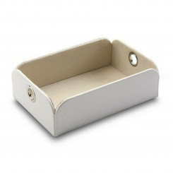 Tray for Accessories Versa White Faux Leather Metal Polyester (13 x 6.5 x 20 cm)