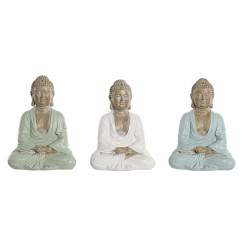 Dekoratiivkuju Home ESPRIT Valge Roheline Türkiissinine Buddha Idamaine 14 x 10,5 x 18,5 cm (3 Ühikut)