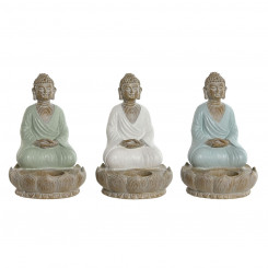 Dekoratiivkuju Home ESPRIT Valge Roheline Türkiissinine Buddha Idamaine 12 x 12 x 18,5 cm (3 Ühikut)