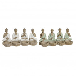 Dekoratiivkuju Home ESPRIT Valge Roheline Buddha Idamaine 24 x 9 x 11 cm (2 Ühikut)