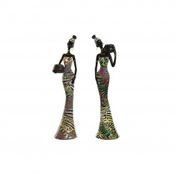 Decorative figurine Home ESPRIT Multicolored African woman 10 x 7.5 x 38.5 cm (2 Units)