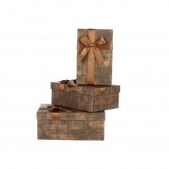 Set of decorative boxes Brown Black Cardboard Stripes Lasso 3 Pieces, parts