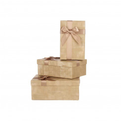 Set of decorative boxes Beige Cardboard Stripes Lasso 3 Pieces, parts