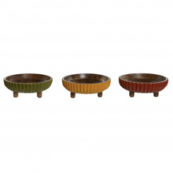Table decoration Home ESPRIT Yellow Green Coral Red Colonial 25 x 25 x 9 cm (3 Units)
