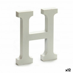 Letter H Wood White (1,8 x 21 x 17 cm) (12 Units)