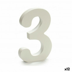Number 3 Wood White (1,8 x 21 x 17 cm) (12 Units)