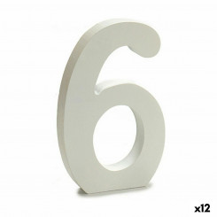 Number 6 Wood White (1,8 x 21 x 17 cm) (12 Units)