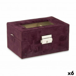 Коробка для часов Металл Бархат Бордовый (16 х 8,5 х 11 см) (6 шт.)