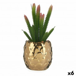Декоративное растение Керамика Золотой Кактус Зеленый пластик 6 шт.