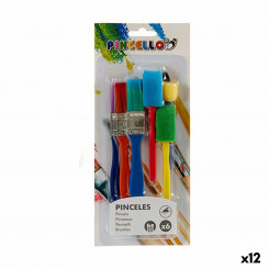 Paintbrushes Multicolour Set Sponge Hair Tin Plastic (12 Units)