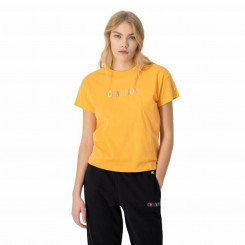 Женская футболка с коротким рукавом Champion, укороченный топ с круглым вырезом, желтый
