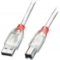 USB A to USB B Cable LINDY 41753 White Transparent