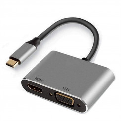USB to VGA/HDMI Adapter Ewent EW9700 4K Ultra HD Black/Grey 15 cm