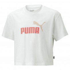 Laste lühikeste varrukatega T-särk Puma logoga kärbitud valgeks