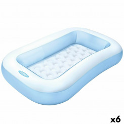 Inflatable Paddling Pool for Children Intex Rectangular Blue White 166 x 25 x 100 cm 90 L (6 Units)