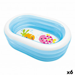 Inflatable Paddling Pool for Children Intex 230 L Blue White Oval 163 x 46 x 107 cm (6 Units)