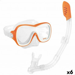 Очки для подводного плавания и трубка Intex Wave Rider оранжевого цвета (6 шт.)