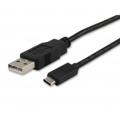 USB A to USB C Cable Equip 12888107 Black 1 m