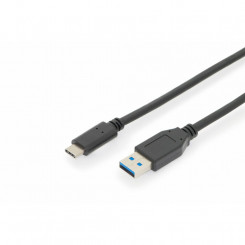 USB A–USB C kaabel Digitus AK-300146-010-S 10 GB/s Must 1 m
