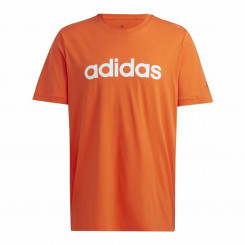Men's Adidas Essentials Embroidered Linear Short Sleeve T-Shirt Orange