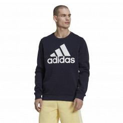 Мужская толстовка с большим логотипом Adidas Essentials без капюшона темно-синяя темно-синяя