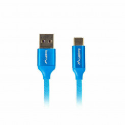 USB A - USB C Cable Lanberg CA-USBO-22CU-0005-BL Blue Quick Charge 3.0 50 cm
