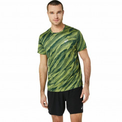 Men's Asics Core All Over Print Ss Green Short Sleeve T-Shirt