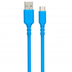 USB A - USB-C Cable DCU Blue 1 m