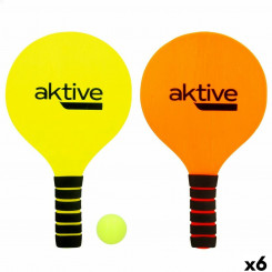 Пляжные лопатки с мячом Active Желтый Оранжевый 18,5 x 32,5 см (6 шт.)