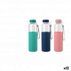 Thermal bottle Bewinner Glass Silicone 600 ml 7.2 x 7.2 x 25 cm (12 Units)