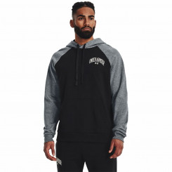 Men's Under Armor Wordmark Colorblock Black Sweatshirt with Hood