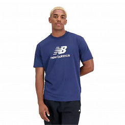 Men's New Balance Essentials Stacked Logo Short Sleeve T-Shirt Blue