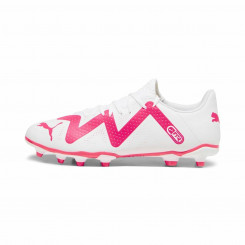 Adult Soccer Boots Puma Future Play FG/AG White Fuchsia Pink